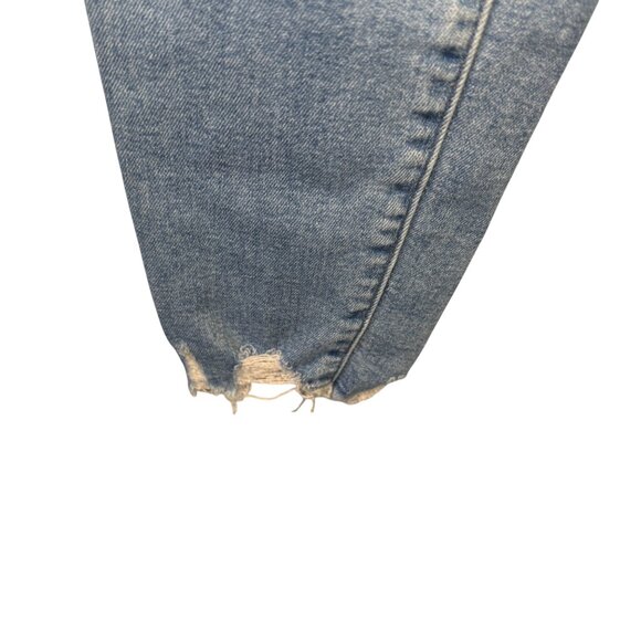 High-Waisted Loft Skinny Jeans Blue Denim Distressed Hem Womens Size 2 - Picture 3 of 8